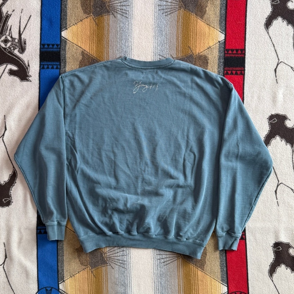Young LA Mens Oversized Crewneck Sweatshirt XL Blue Teal Cotton Pullover Gym